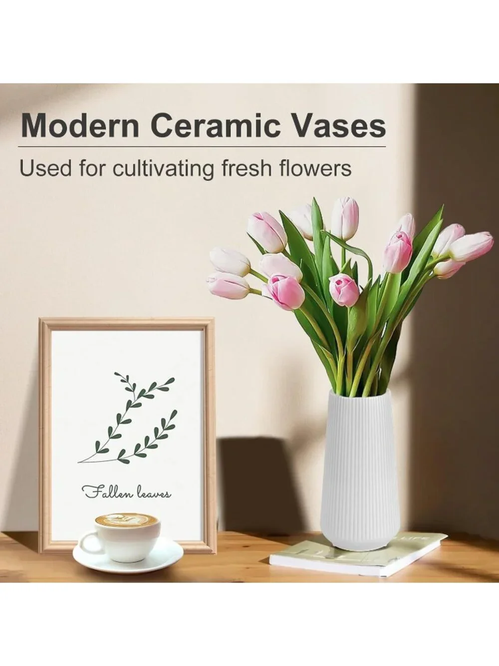 Gradient Gray Ceramic Cute Flower Vase For Pampas Grass Living Room Office Decor